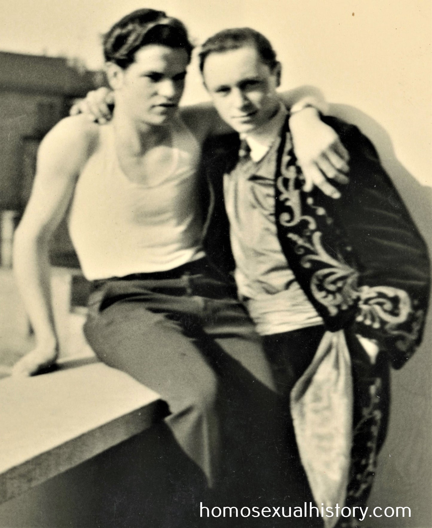 Germany 1937. Two men hug. 2 of 2