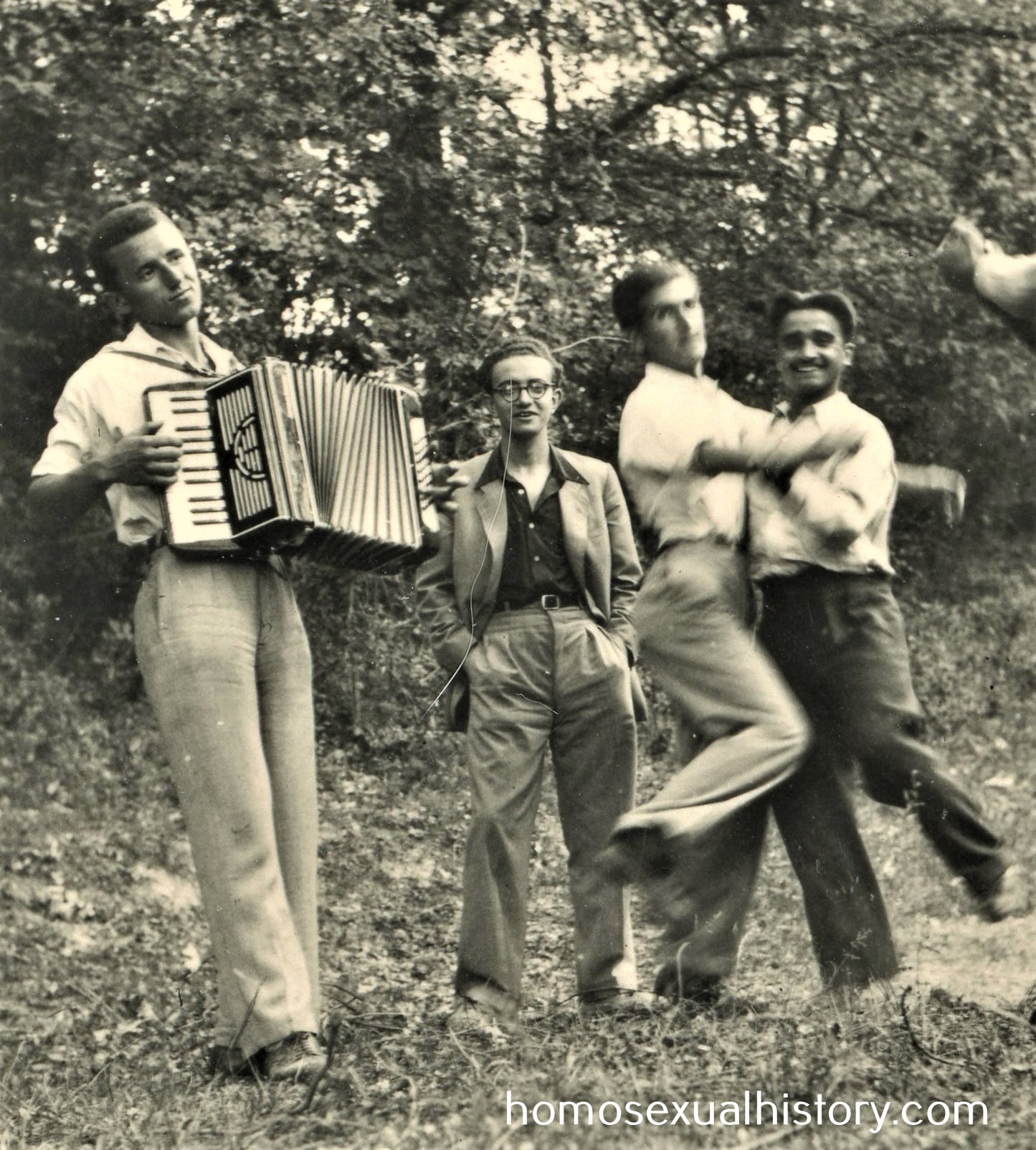 Bulgaria 1930s Men dancing in forest