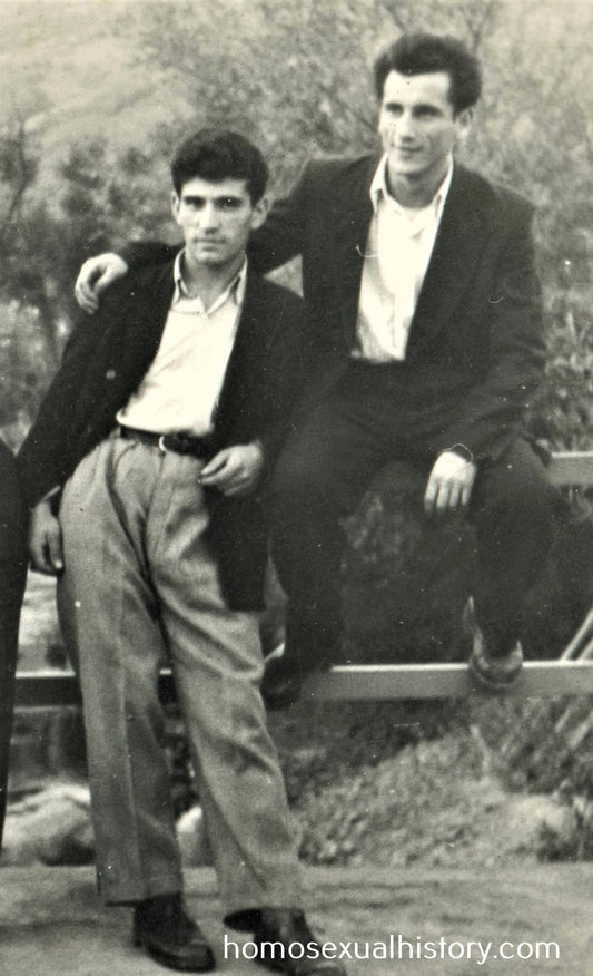 Bulgaria 1950s Two close friends. Arm over shoulder