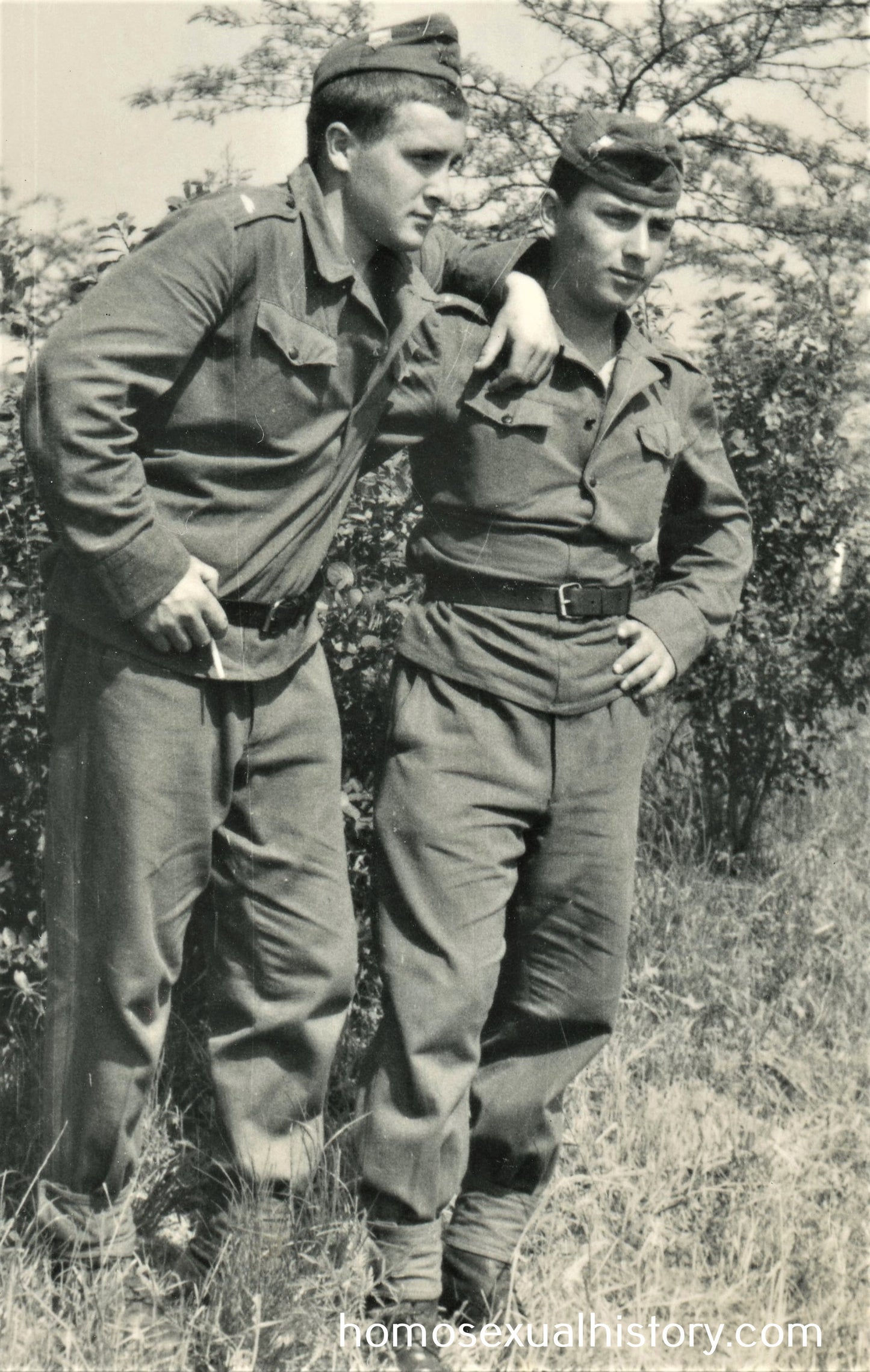 Bulgaria 1963. Two close soldiers. Arms intertwined